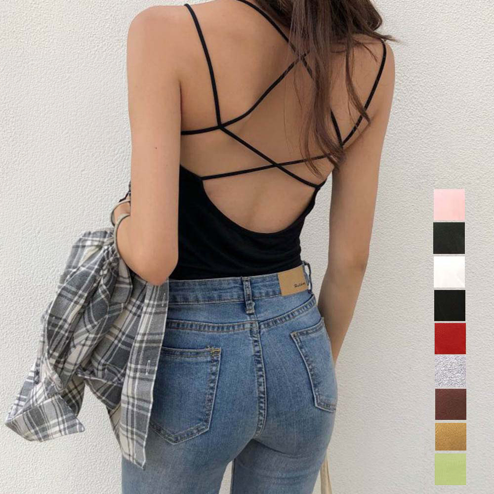 背中あき キャミソール パッド付き