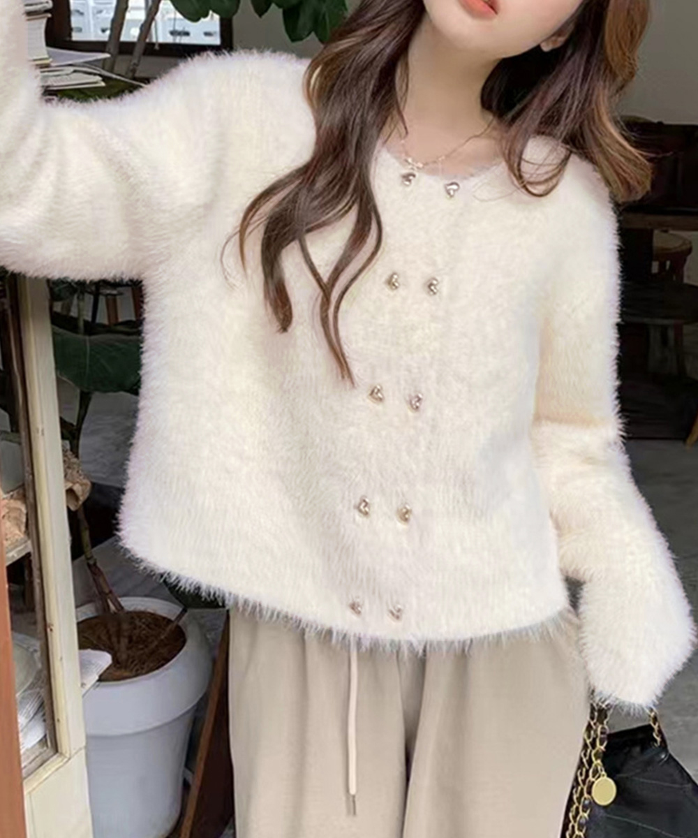 ミンクタッチカーディガン モヘアセーター